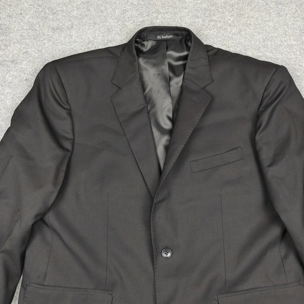 Di Stefano Blazer Mens 46 Black Wool Super 150s Two Button Suit‎ Jacket Italy